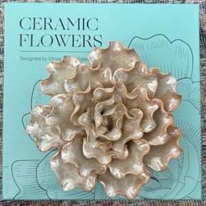 Chive Ceramic Flower Wall Art - Iridescent and Cream